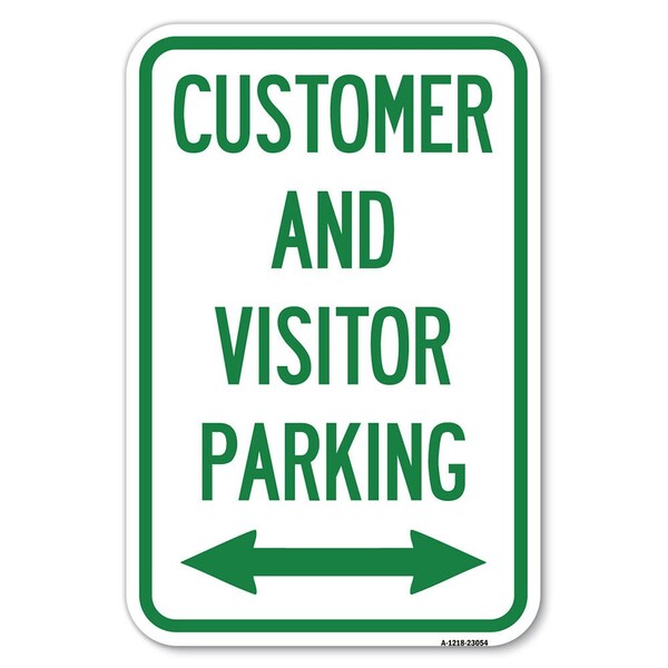 Reserved Parking Sign Customer and Visit Heavy-Gauge Aluminum Sign, 12" x 18", A-1218-23054